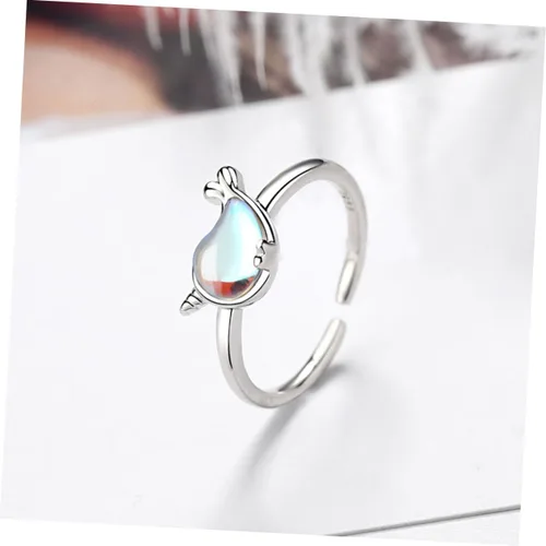 Vista 7 de VALICLUD 2pcs Whale Ring Dolphin Ring Cute Finger Rings Metal Ring Animal Open Ring Sea Animal Ring Date Rings