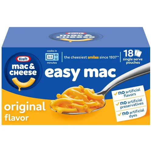 Vista 10 de Kraft Easy Mac Original Macarrones & Cheese Cena apta para microondas (6 paquetes)