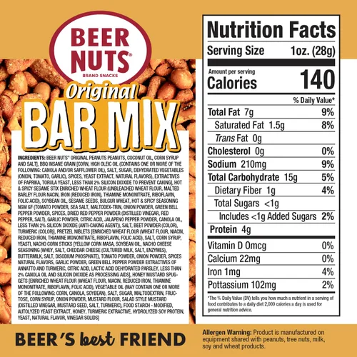 Vista 2 de BEER NUTS Mezcla de barra original, hecha con cacahuetes de piel roja