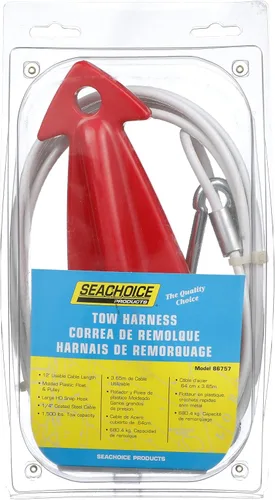 Vista 5 de Seachoice Arnés de remolque con cable de acero de 12 pies, cable de 1/4 pulgadas de diámetro, capacidad de remolque de 1,500 libras