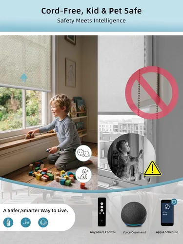 Vista 4 de SmartWings Persianas Enrollables Inteligentes Motorizadas con Filtro de Luz, Persianas Eléctricas con Control Remoto para Ventanas Compatibles