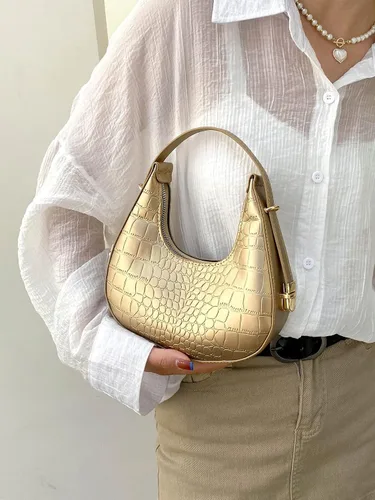 Vista 6 de Verdusa Bolso de mano metálico de piel sintética con asa superior para mujer