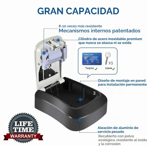 Vista 2 de Caja de bloqueo de llaves GIVERARE, caja de bloqueo de combinación de 4 dígitos de aleación de aluminio, escondedor de llaves de metal impermeable