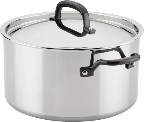 Vista 12 de KitchenAid Olla de acero inoxidable pulido de 5 capas con tapa, 8 cuartos de galón