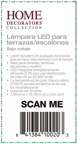 Vista 6 de Luz cálida blanca de la cubierta del paisaje del LED integrado al aire libre del latón de 2 vatios 2700K