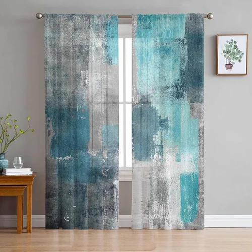 Vista 14 de Cortinas Traslúcidas Florales Elegantes de 63 Pulgadas de Largo, Juego de 2 Paneles para Sala de Estar/Dormitorio, Cortinas Semi Transparentes