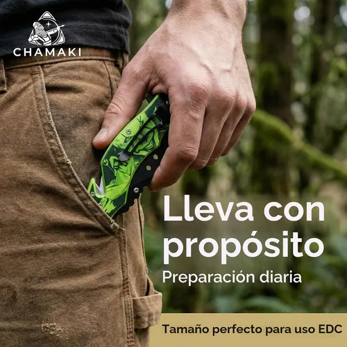 Vista 2 de Cuchillo de bolsillo de rescate – Cuchillo plegable manual con mango que brilla en la oscuridad, rompecristales, cortador de cinturón de seguridad