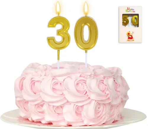 Vista 12 de Vela de 10 cumpleaños número 10, vela dorada de 10 cumpleaños niño niña décimo pastel para cumpleaños de diez años, boda, aniversario, fiesta