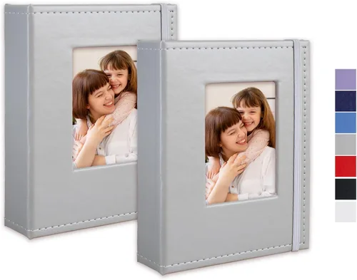 Vista 15 de Álbum de fotos pequeño de 4 x 6 pulgadas, 100 bolsillos con espacio de escritura, cubierta de cuero, libro de fotos con capacidad para fotos de 4 x