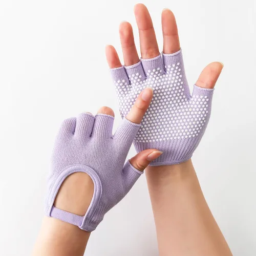 Vista 4 de Guantes de yoga antideslizantes sin dedos, ideales para pilates, barras, yoga de aire y entrenamientos de fitness, tela transpirable con agarre
