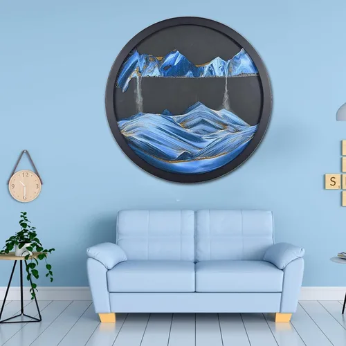 Vista 21 de Decoración artística de arena móvil de 17.3 pulgadas, pintura 3D giratoria de 360 grados, arte de pared de vidrio, decoración de sala de estar