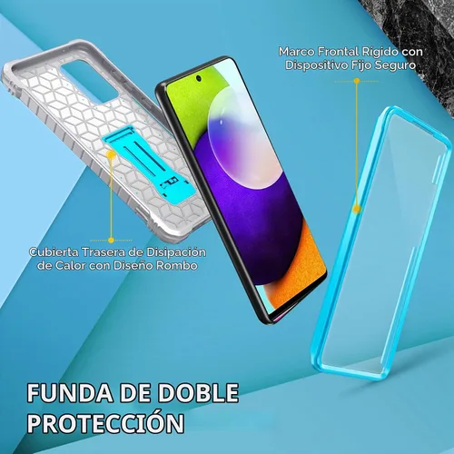 Vista 6 de FITO Funda para Samsung A52 con protector de pantalla integrado, doble capa a prueba de golpes resistente con función atril compatible con teléfono