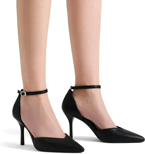 Vista 5 de DREAM PAIRS Zapatos de tacón alto para mujer, con tiras cerradas, correa en el tobillo, puntera puntiaguda, tacón D'Orsay para boda, fiesta, zapatos
