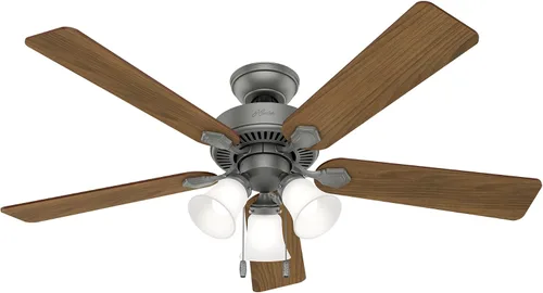 Vista 15 de Hunter Swanson 50885 - Ventilador de techo interior de 44 pulgadas con luces LED, ventilador de techo blanco con cadena de tracción