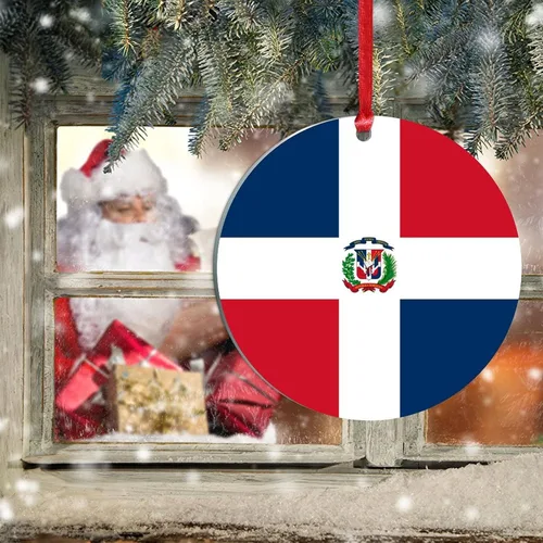 Vista 6 de Adornos de bandera de República Dominicana para árbol de Navidad, bandera nacional de República Dominicana, decoración de árbol de Navidad, recuerdo