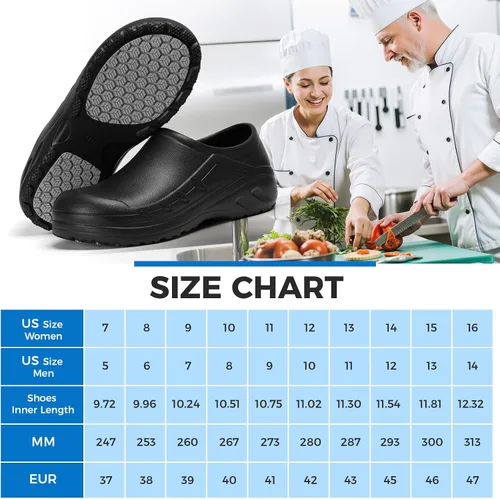 Vista 7 de Zapatos de chef para hombres y mujeres, antideslizantes, a prueba de agua, con puntera cerrada, zuecos para enfermeras, cocina, restaurante