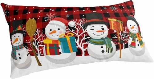 Vista 9 de Fundas de almohada de tamaño estándar de muñeco de nieve negro, paquete de 2 fundas de almohada suaves decorativas para sofá de cuerpo largo