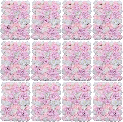Vista 31 de Paneles de pared de flores artificiales de 16 x 24 pulgadas, tapetes de pared de flores de seda para jardín al aire libre, patio, valla, valla de 4