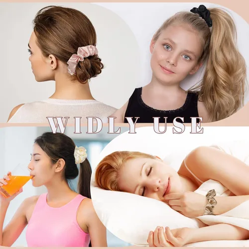 Vista 6 de 24 coleteros de satén para mujer, suaves que la seda para coleteros de cabello, lazos y bandas de moda para todo tipo de cabello, accesorios