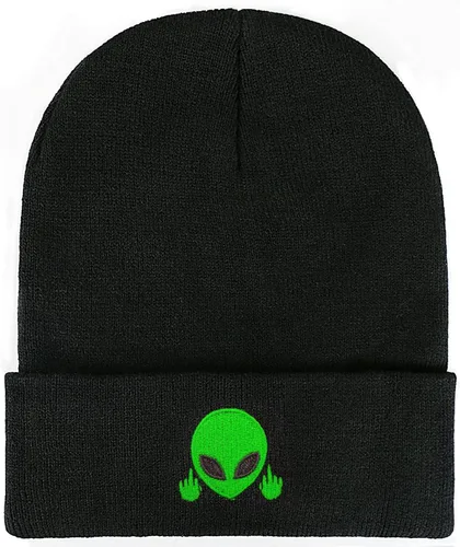 Vista 2 de Gorro suave y holgado, gorro de punto cálido para invierno para hombres y mujeres Verde (Green Alien)