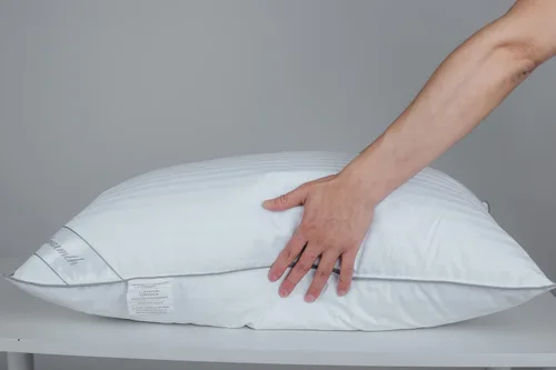 Vista 7 de Juego de 2 almohadas de plumas de ganso, 100% algodón, diseño de rayas, blanco, tamaño Queen (paquete de 2)