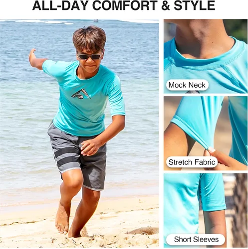 Vista 3 de Kanu Surf Paradise UPF 50+ - Camiseta de baño con protección solar para niños Abacos Aqua