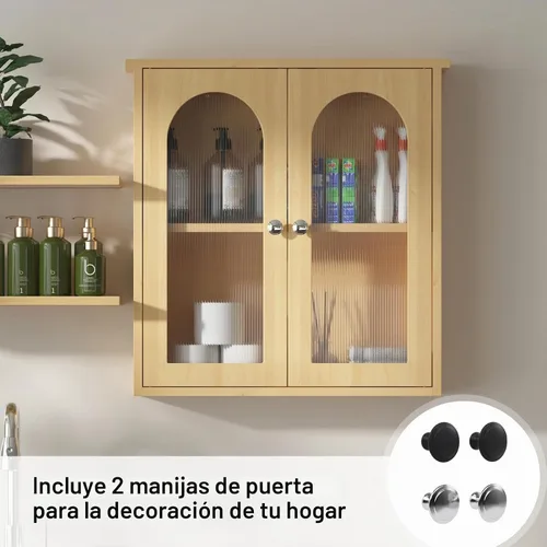 Vista 5 de 22x23 botiquín de baño, gabinete de pared de baño con arqueado Madera natural