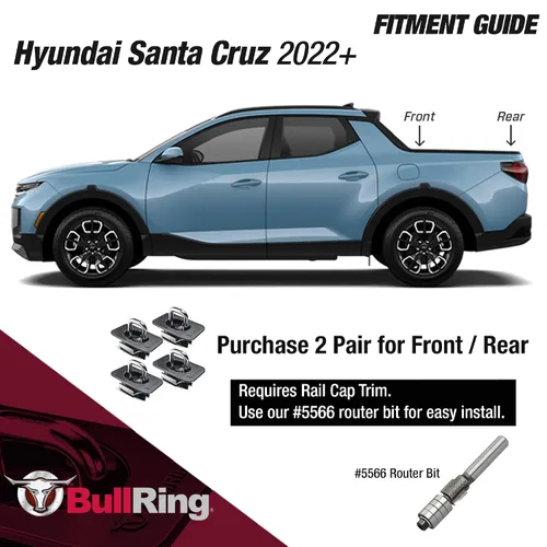 Vista 6 de Bull Ring Anclas de amarre retráctiles para cajuela de camioneta para Dodge RAM 2009+, Toyota Tundra CrewMax 2014-24, Hyundai Santa Cruz 2022-24, se