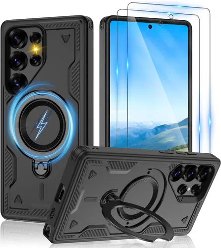 Vista 134 de Gritup fro Funda para Google Pixel 9A, funda protectora magnética de grado militar compatible con Mag-Safe, 2 protectores de pantalla HD, soporte