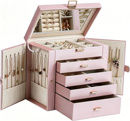 Vista 23 de BOOVO Joyero grande para mujer, organizador de joyas grande