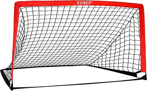 Vista 10 de Portería de fútbol portátil de 5 x 3, 6 x 4, 9 x 5 pies, para patio trasero, red de práctica de fútbol plegable con bolsa de transporte para niños