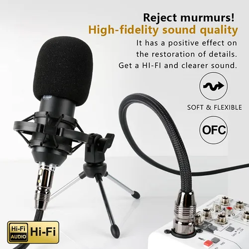 Vista 2 de SKW Cable XLR de un solo micrófono, XLR macho a hembra Cables de micrófono chaqueta de nylon 3.2ft/1M
