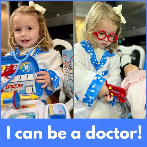 Vista 2 de Kit de doctor para niñas, juego de médicos para niños pequeños, 22 piezas, regalo de juego de doctor para niños, juego de juguetes médicos con juego