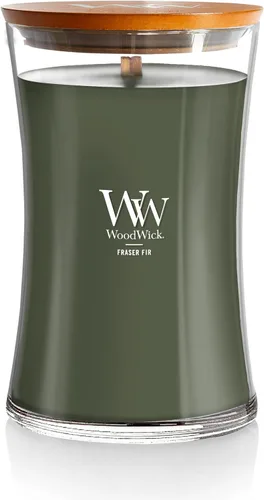 Vista 22 de WoodWick Santal Myrrh - Vela grande en frasco con forma de reloj de arena, cera de mezcla de soya prémium, mecha de madera Pluswick Innovation