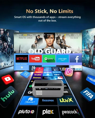 Vista 9 de Proyector inteligente 4K True 2300ANSI Proyector diurno con WiFi, Bluetooth, NFC, aplicaciones, enfoque automático/Keystone, proyector Ultra HD