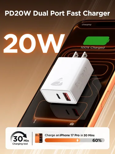 Vista 2 de Paquete de 2 bloques de cargador USB C, bloque de carga tipo C de doble