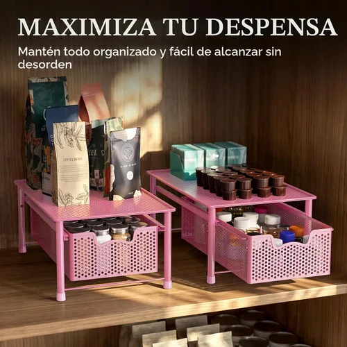 Vista 7 de Simple Houseware - Cajón organizador de cesta de gabinete apilable, rosa
