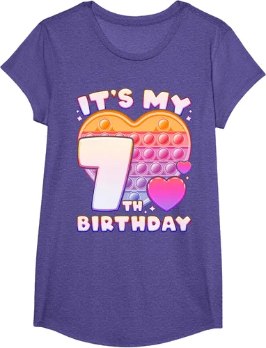 Vista 57 de Pop-it Birthday Girl 7 años de edad, Push it Pop Fidget Bubble Camiseta, Negro