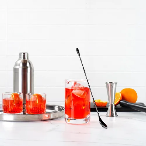 Vista 4 de Restaurantware Bar Lux - Cuchara de barra de 12 pulgadas, 1 cuchara agitadora de cóctel con mango de sacacorchos, cuchara mezcladora larga de acero