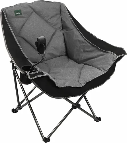 Vista 10 de Northroad Silla de camping plegable de gran tamaño, silla de césped acolchada para exteriores con soporte para tazas, bolsa de transporte para Negro