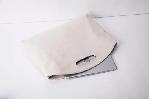 Vista 6 de Maletín para laptop de 14 pulgadas para mujer Beige/Lona