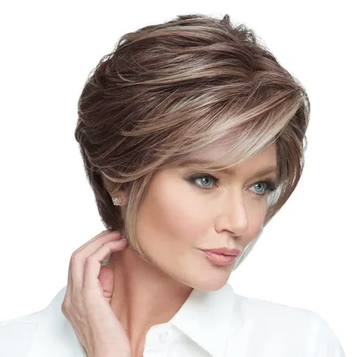 Vista 24 de Raquel Welch Go To Style - Peluca de pelo corto versátil y favorecedora de Hairuwear, gorra media, castaño iluminado por el sol RL10/12