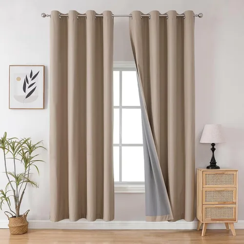 Vista 75 de Joydeco - Juego de 2 paneles de cortinas opacas de 63 pulgadas, 2 cortinas largas con aislamiento térmico burg, cortinas de oscurecimiento