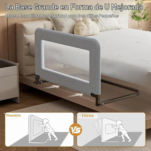 Vista 3 de Barandilla de protección para cama de niños pequeños para bebé - Barandilla de seguridad de metal resistente para camas individuales, de cuna
