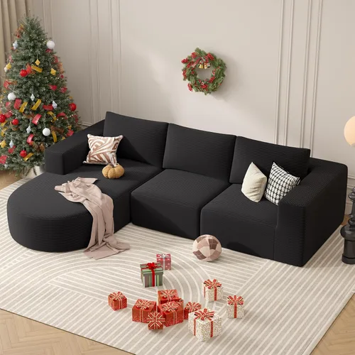 Vista 48 de Sofá cama modular, sofás de nube convertibles para sala de estar, 2 tumbonas de pana sin hueso, sofá cama de gran tamaño para dormitorio,
