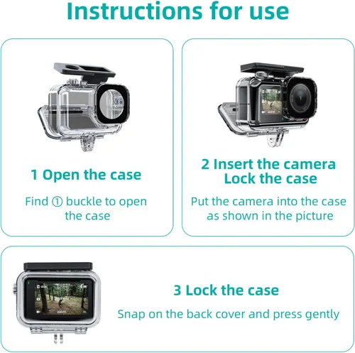 Vista 5 de Funda impermeable para DJI Osmo Action Camera 5 pro/4/3, con carcasa submarina antivaho carcasa carcasa soporta 147.6 ft/148 pies carcasa de buceo
