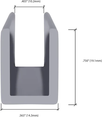 Vista 3 de Brixwell SDCD3812A-CCP12 Canal en U Profundo de Aluminio Anodizado Satinado Sin Marco para Puerta de Ducha para Vidrio de 3/8" de Grosor - Longitud