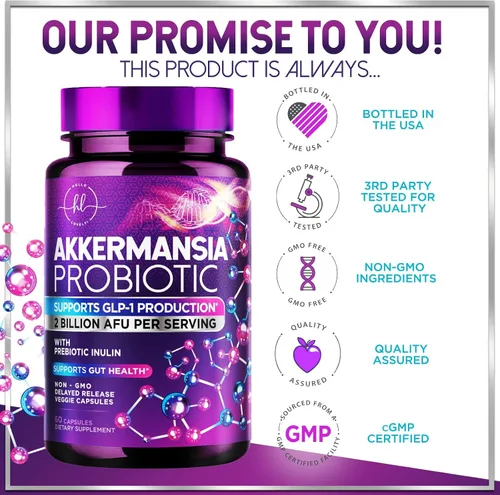Vista 4 de Akkermansia Probiótico – 2 mil millones de AFU por porción – La mejor cepa para soporte de producción de GLP-1 con fibra prebiótica para la salud