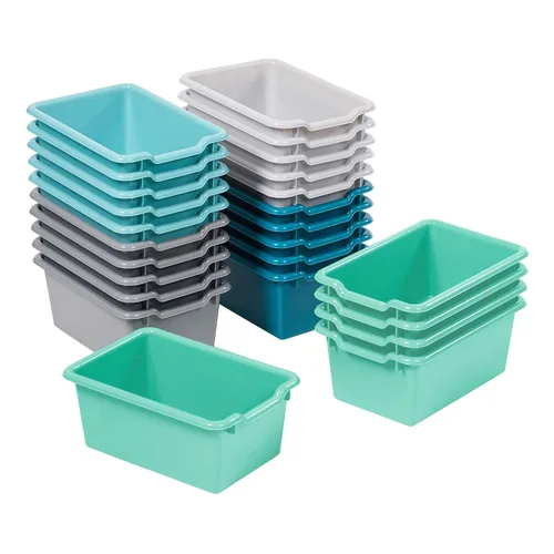 Vista 15 de ECR4Kids - Cajas de almacenamiento con frente de cuchara, multiusos, azul, 25 piezas Durable plastic, GREENGUARD Gold Certified, 1.2 gallon