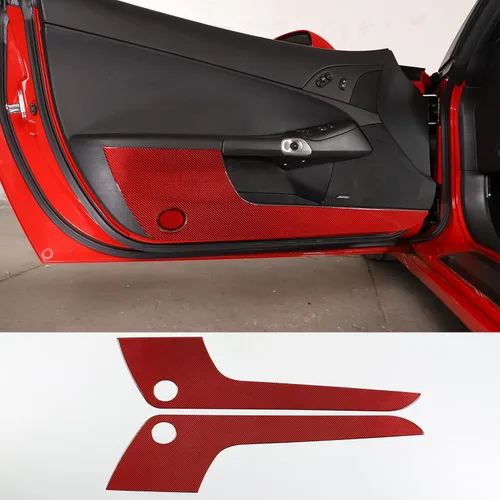 Vista 9 de Kit antipatadas para panel de puerta interior de automóvil, compatible con Chevy Corvette C6 2005-2013, fibra de carbono para puerta de automóvil